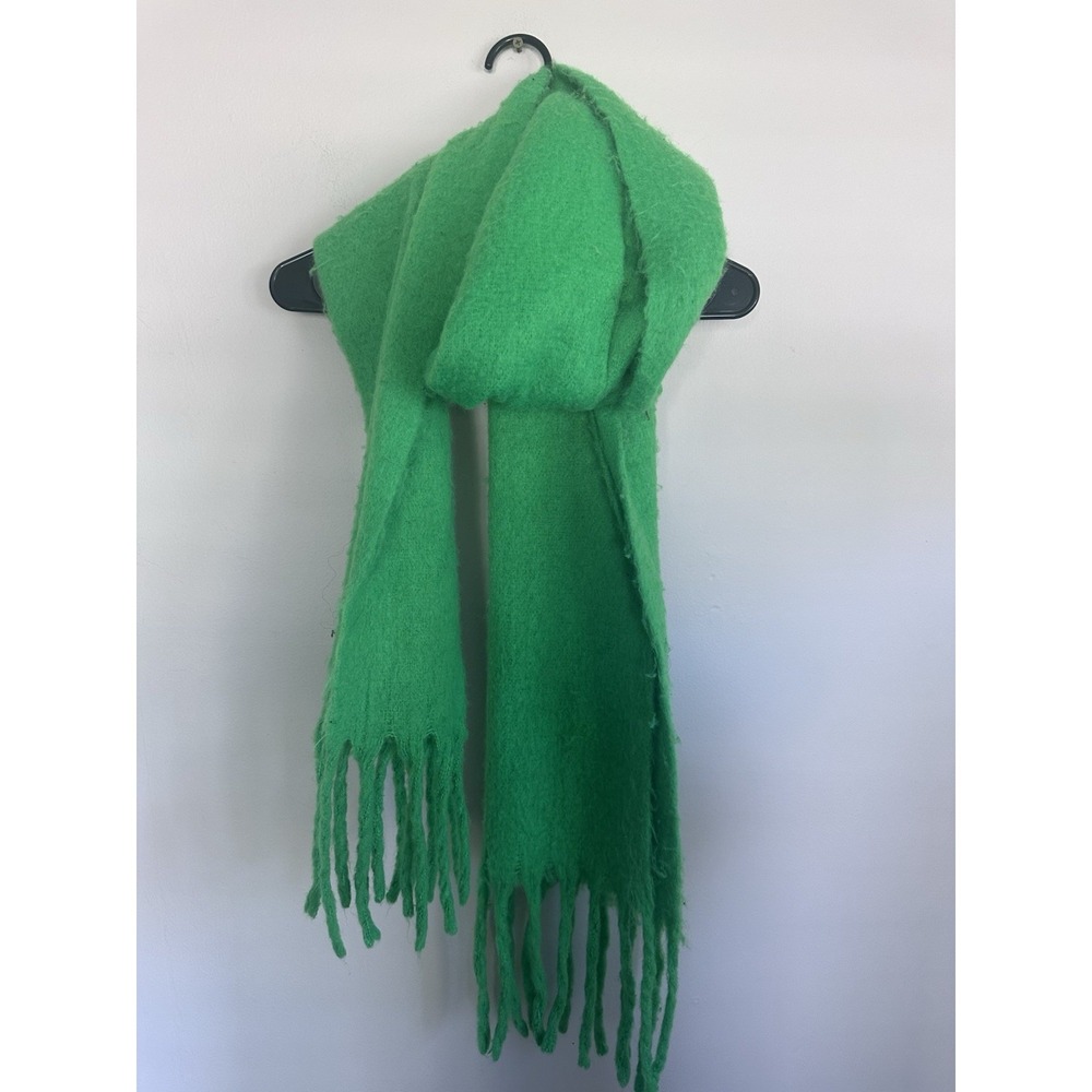 Pretty Little Thing Neon Green Blanket Felted Tassel Scarf 16x92" Acne Studios
